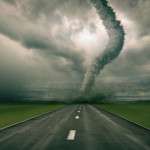 large tornado over the road