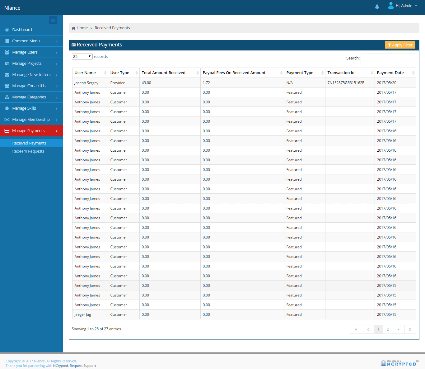 Payment History