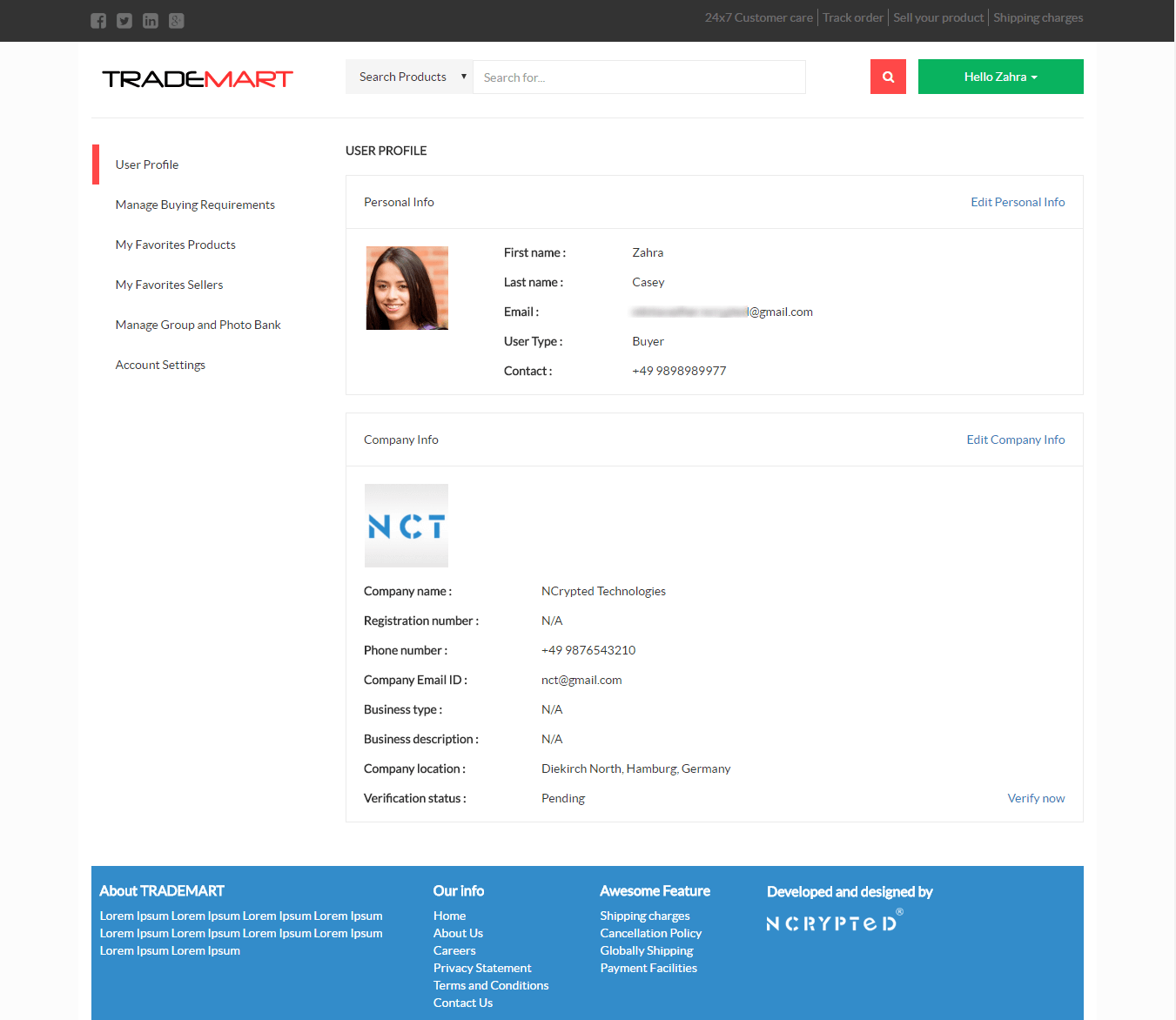 Attractive Buyer/Supplier Dashboard