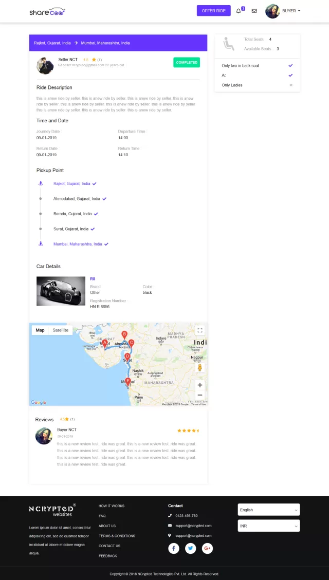 Sharecaar Ride Details