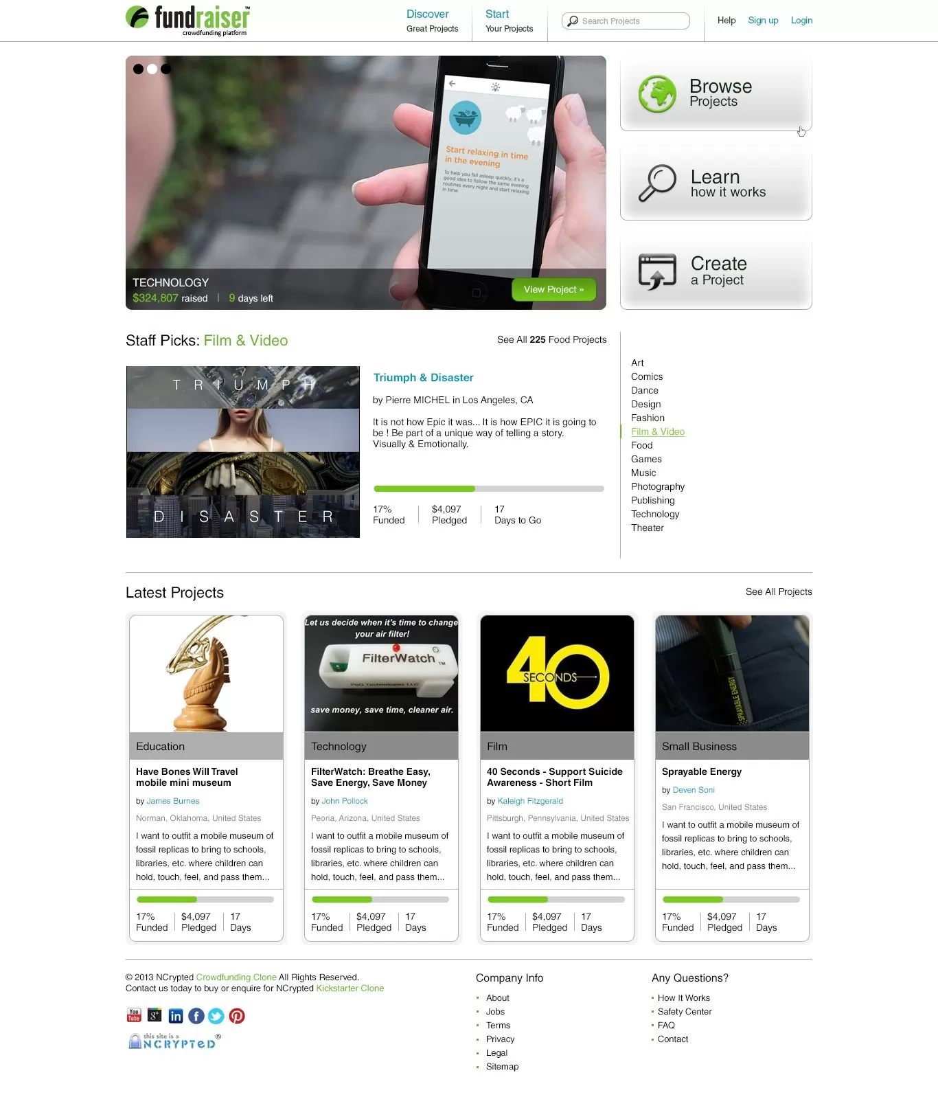 Fundraiser Platform Homepage