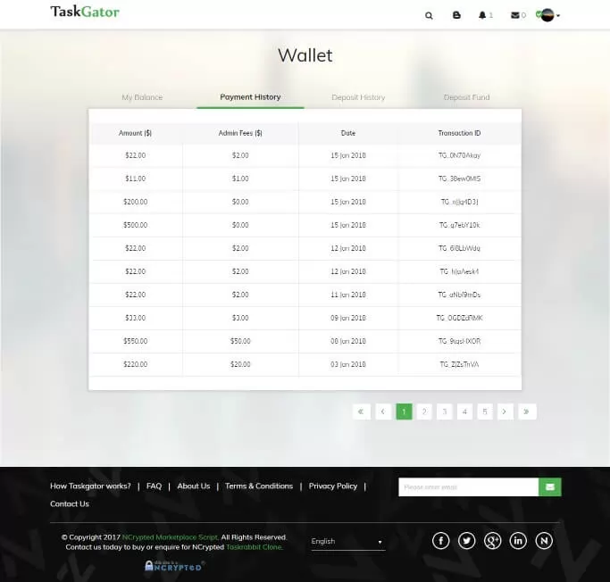 TaskGator Payment History