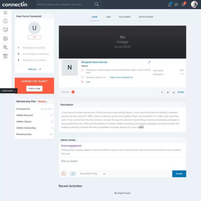 ConnectIn Member Profile