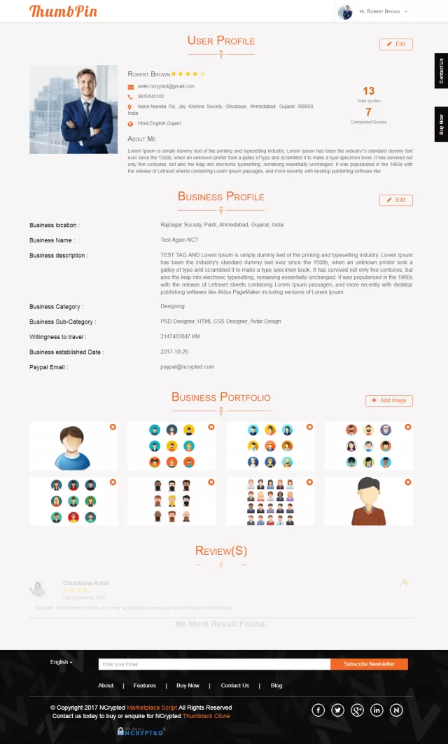 Thumbpin Profile with Reviews